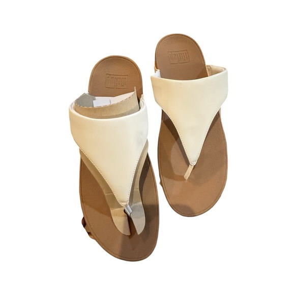 FitFlop Women\'s Lulu Leather Toe-Post Thong Sandals White‎ Size 11 Resort
